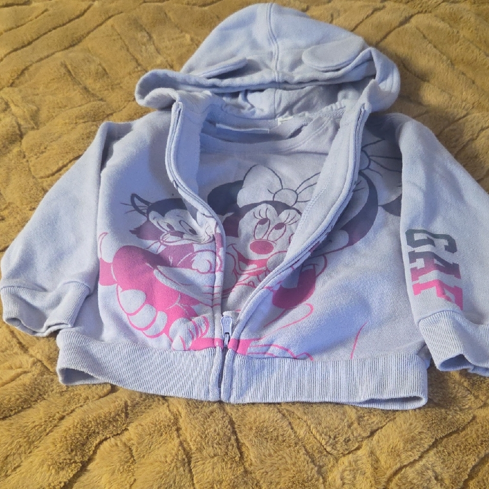 GAP Kids Blue Hoodie with Pink Cartoon Design